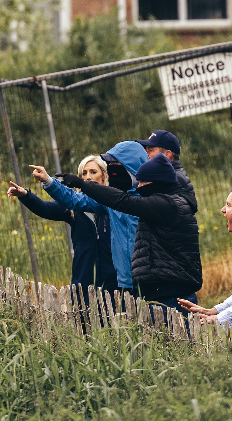 DUP MLA Carla Lockhart in Sacra as the March for Gaza passes by Scarva village. PICTURE: BRENDAN HARKIN