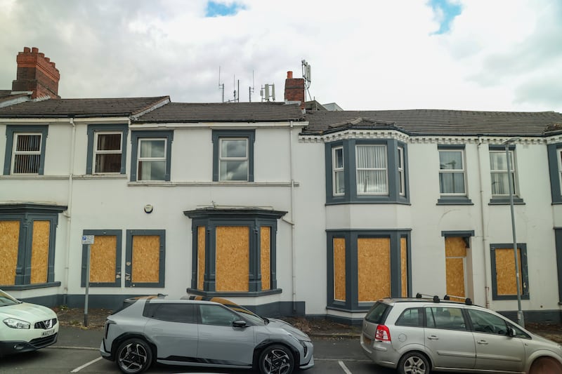 Boarded houses in Stoke-On-Trent. Photograph: Enda O'Dowd