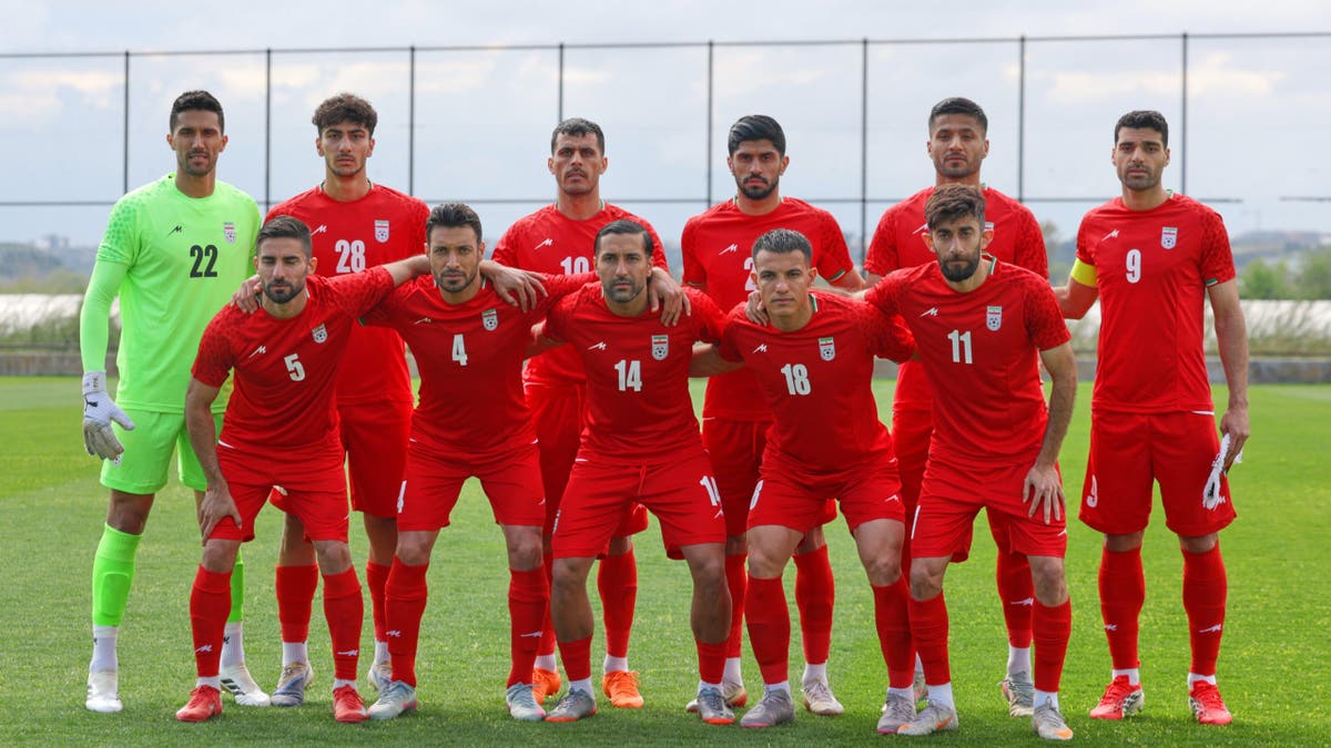 Iran soccer players posing for a team photo in Antalya, Turkey