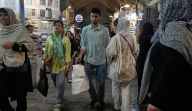 People walk at Tehran's historic Grand Bazaar, Iran, Monday, June 1, 2026. (AP Photo/Vahid Salemi)