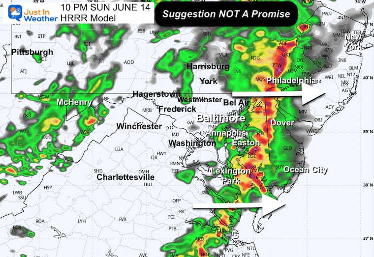 June 14 weather storm forecast Sunday 10 PM