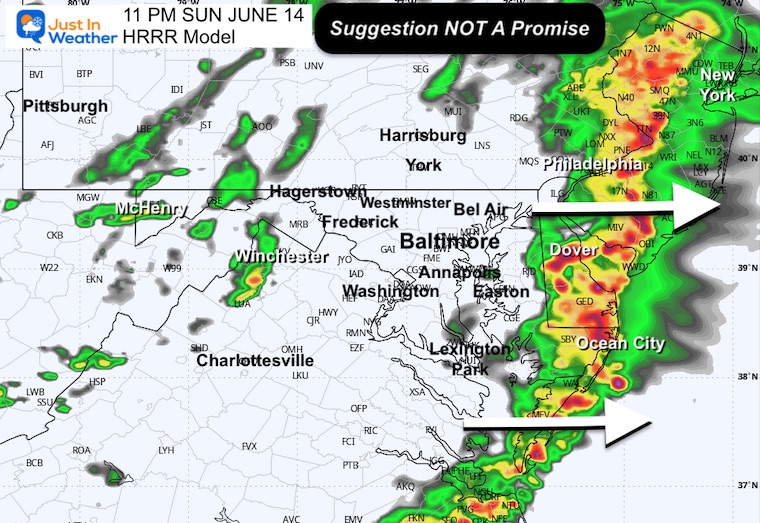 June 14 weather storm forecast Sunday 11 PM