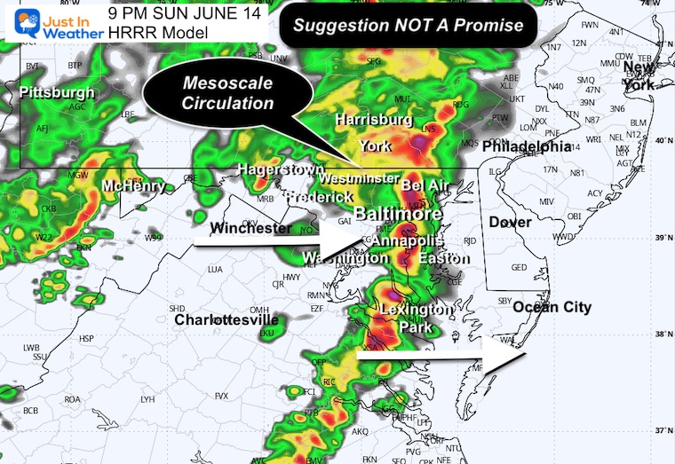 June 14 weather storm forecast Sunday 9 PM