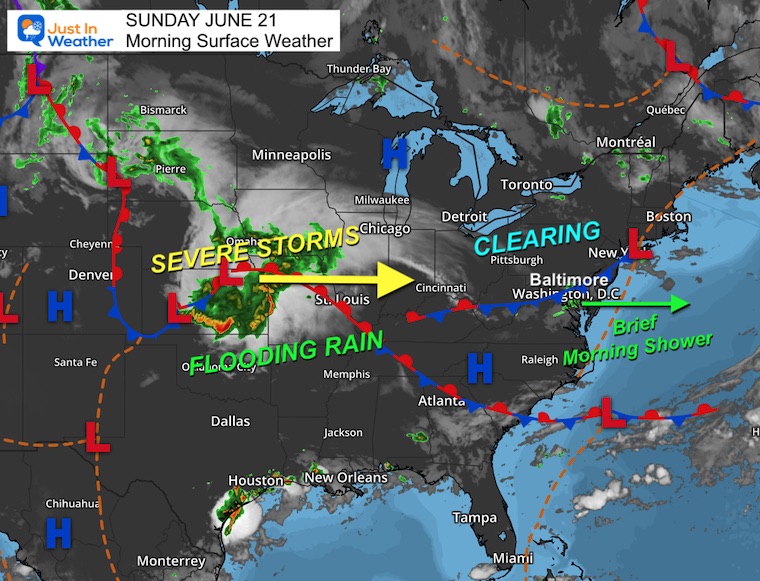 June 21 weather storm map Sunday morning