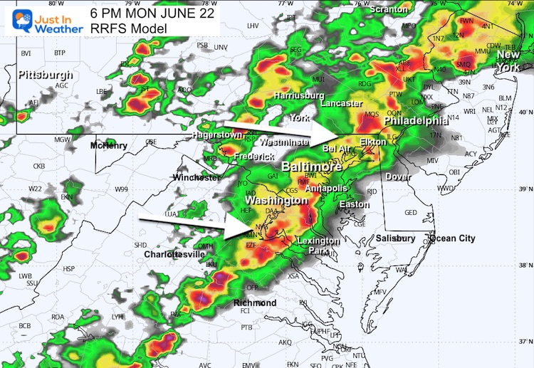 June 21 weather storm radar Monday 6 PM