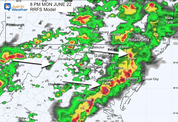 June 21 weather storm radar Monday 8 PM