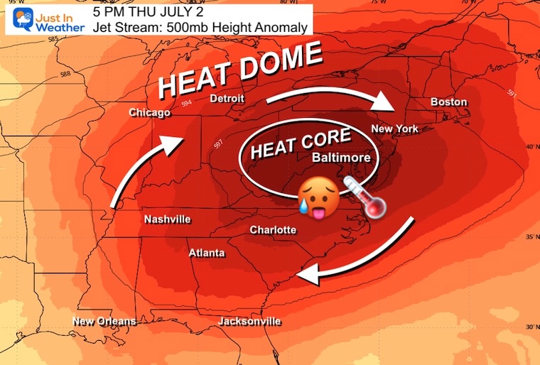 June 27 weather jet stream forecast heat dome