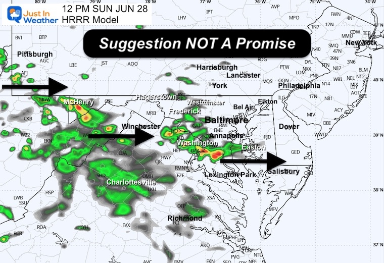 June 28 weather rain radar Sunday 8 PM