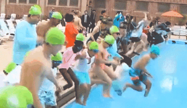 NYC Mayor Mamdani jumps into pool in suit, sparks clash with Bruce Blakeman