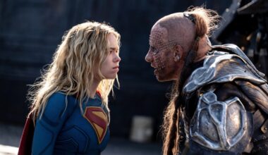 SUPERGIRL, from left: Milly Alcock as Supergirl, Matthias Schoenaerts as Krem of the Yellow Hills, 2026. ph: Parisa Taghizadeh / © Warner Bros. / courtesy Everett Collection