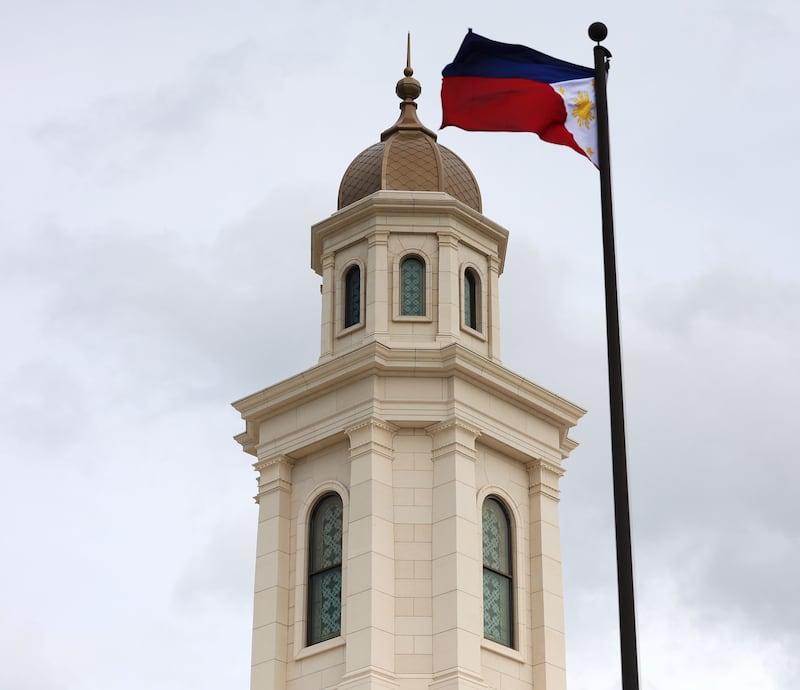 The Philippines flag is raised at the Bacolod Philippines Temple  in Bacolod City, Philippines, on Saturday, May 30, 2026.