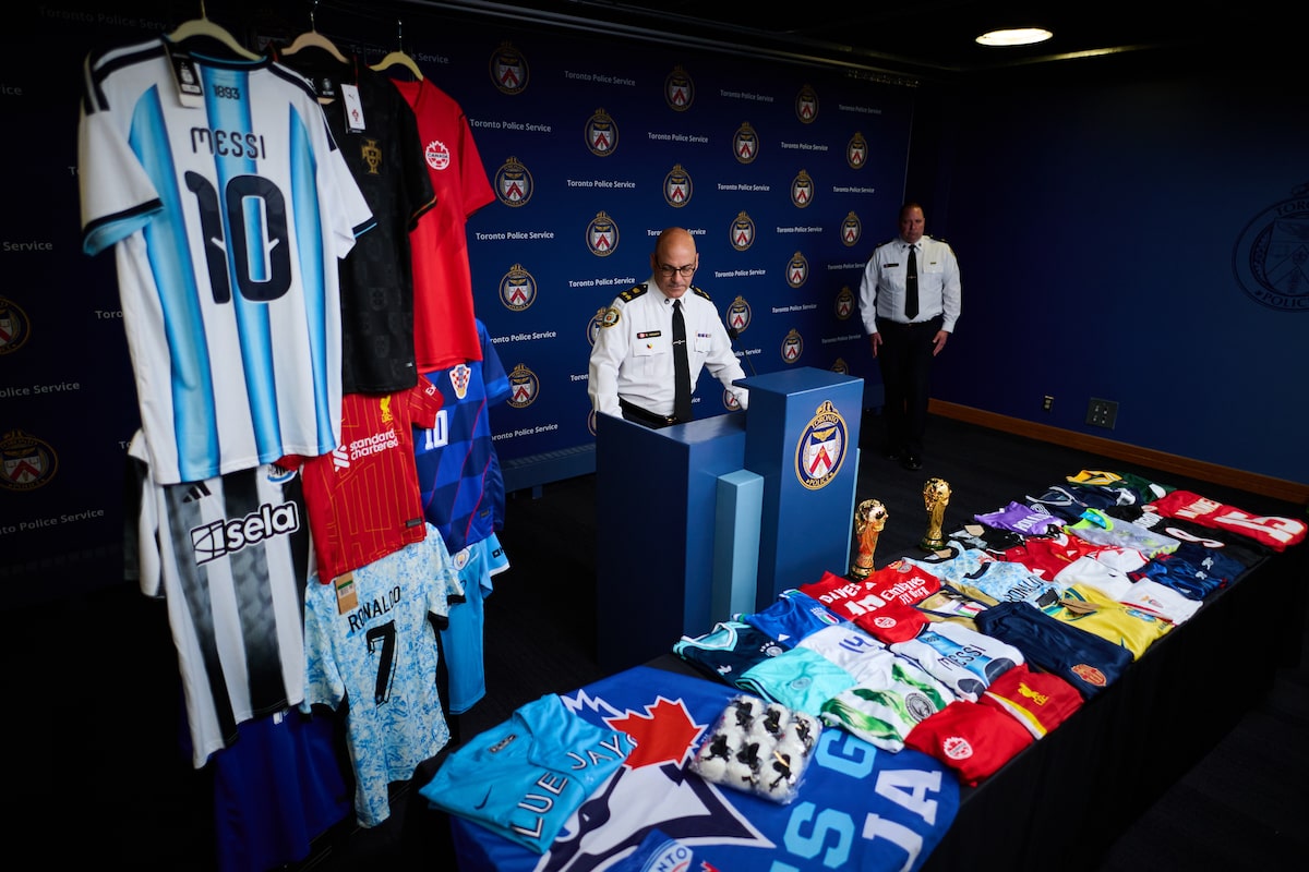 Toronto police say seizure of alleged counterfeit soccer jerseys is largest in Canadian history