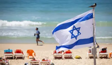 An Israeli flag on the beach in Tel Aviv, April 30, 2026.