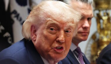 President Trump spoke as Secretary of Defense Pete Hegseth listened during a Cabinet meeting in the White House on May 27.