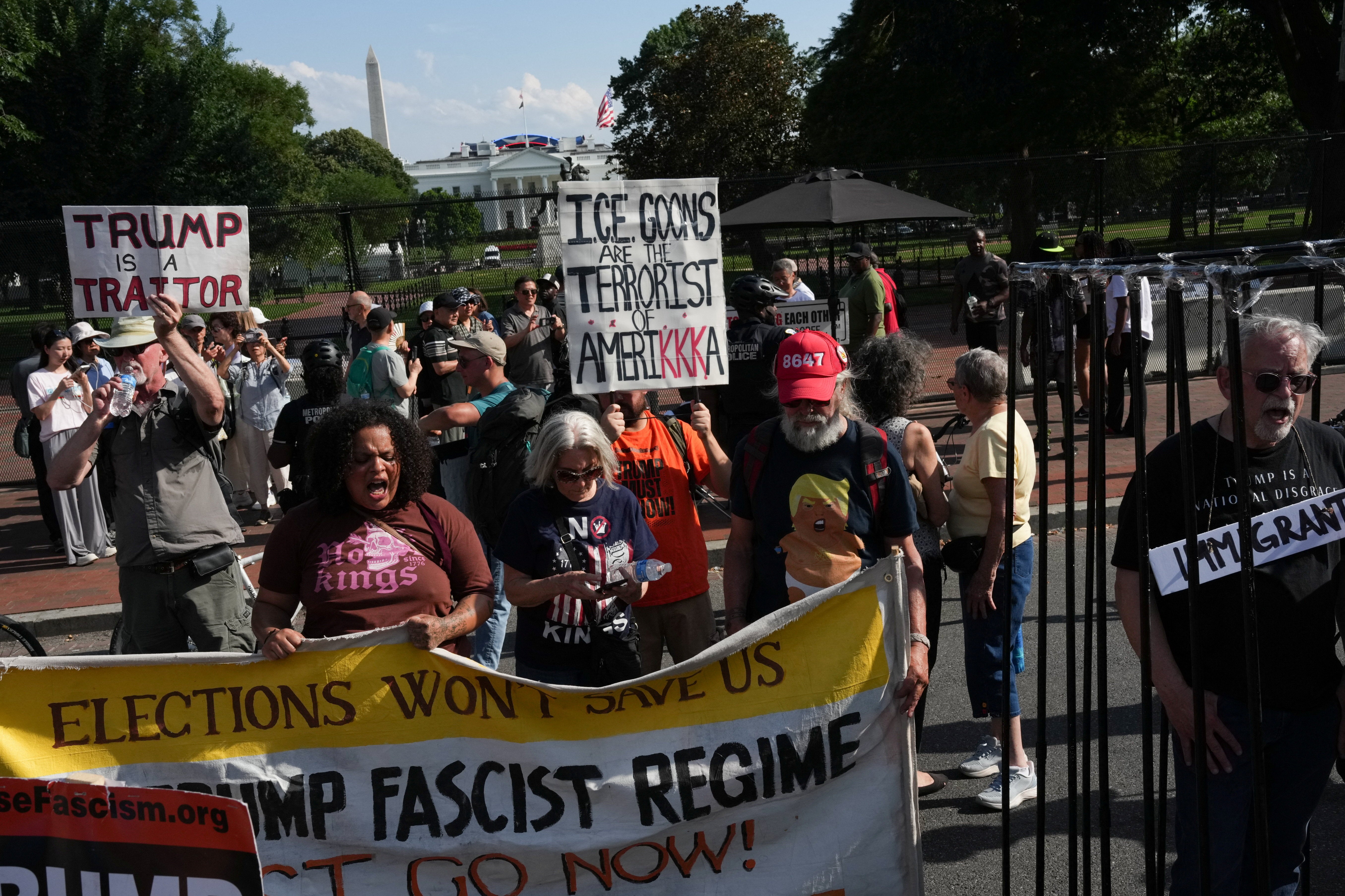 The protesters gathered in Lafayette Square just hours before the UFC event, which will bring 4,000 spectators to the White House's South Lawn