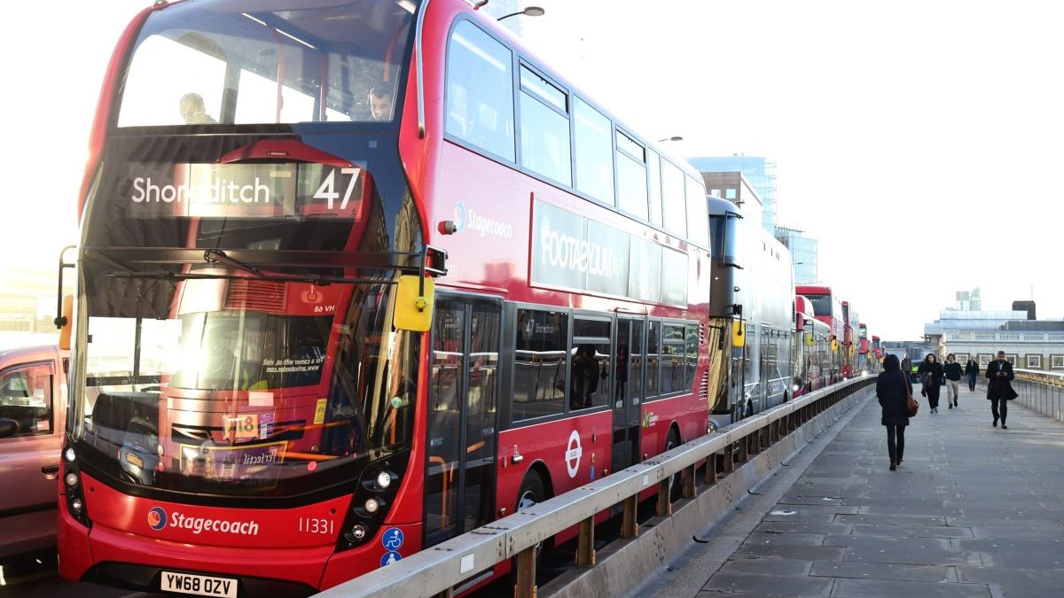 EMBARGOED TO 0001 WEDNESDAY JANUARY 1 File photo dated 11/12/19 of buses on London Bridge in London. The Government increased the bus fare cap on Wednesday for the first time since it was launched for most routes two years ago, meaning millions of bus passengers in England have been hit an increase in single fares from ?2 to ?3. Issue date: Wednesday January 1, 2025. PA Photo. Fares will remain at ?3 until the end of 2025, in a move the Department for Transport (DfT) said will enable 