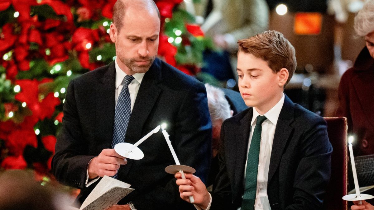 Britain's Prince William, Prince of Wales, and Prince George attend the "Together At Christmas" carol service at Westminster Abbey, in London, Britain, December 5, 2025. Aaron Chown/Pool via REUTERS