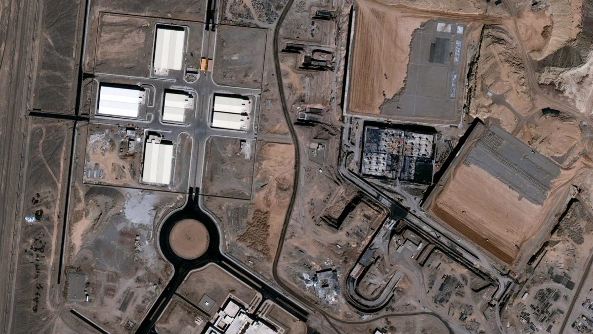 This handout satellite image courtesy of Vantor taken on September 16, 2002 and released on March 2, 2026 shows a view of the Natanz nuclear complex facility under construction with the vehicle ramp and personnel entrances visible near Natanz, Isfahan province, Iran. Iran accused Israel and the United States on March 2 of having attacked its nuclear facility at Natanz, one of the main targets of the previous conflict between the three countries last June. (Photo by Satellite image ??2026 Vantor / AFP via Getty Images) / RESTRICTED TO EDITORIAL USE - MANDATORY CREDIT 