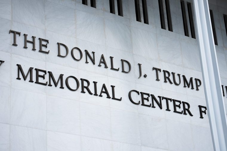 WASHINGTON, DC - JUNE 6: The John F. Kennedy Memorial Center for the Performing Arts facade is seen on June 6, 2026 in Washington, DC. A federal judge ruled this week that President Trump and his administration illegally added Trump's name to the performing arts center. (Photo by Aaron Schwartz/Getty Images)