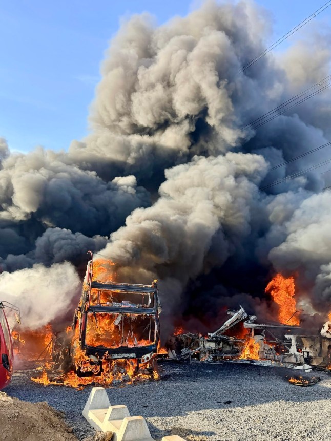 Fire at bus storage yard Firefighters were called to a fire involving a number of double decker buses at a bus storage yard in Chadwell St Mary this evening. When fire crews arrived they reported that the fire was quickly spreading among the buses. Firefighters worked hard to get the fire under control, and by 9pm were able to reduce the number of crews at the scene to just two who will remain at the scene to extinguish hot spots and ensure the scene is left safe. The fire has destroyed approximately 36 buses. Station Manager Lee Hurst said: