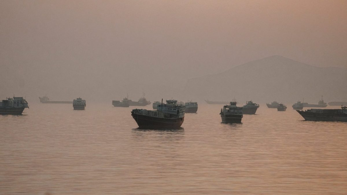 FILE PHOTO: Vessels are anchored in the Strait of Hormuz as seen from Musandam, Oman, June 3, 2026. REUTERS/Stringer/File Photo/File Photo