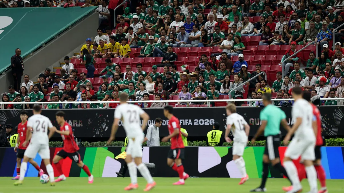 Soccer Football - FIFA World Cup 2026 - Group A - South Korea v Czech Republic - Estadio Guadalajara, Guadalajara, Mexico - June 11, 2026 Empty seats are seen in the stands during the match REUTERS/Paul Childs