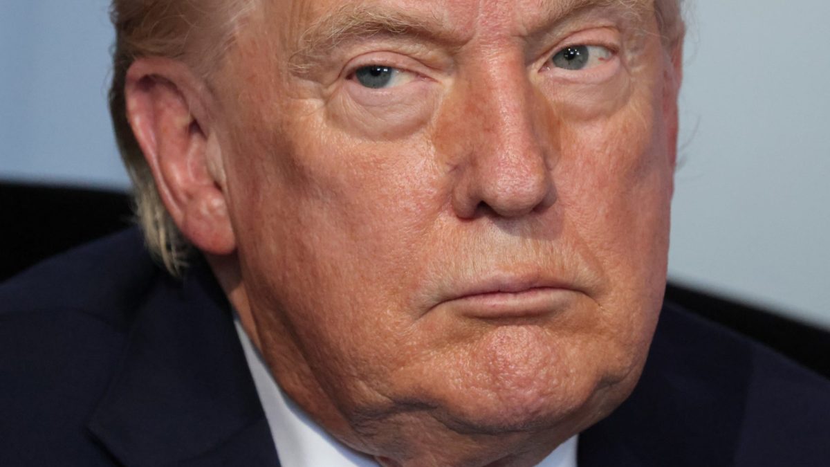 President Donald Trump looks on during a bilateral meeting with France's President on the sidelines of the G7 summit, in Evian, central-eastern France, Monday. June 15, 2026. (Ludovic Marin/Pool Photo via AP)