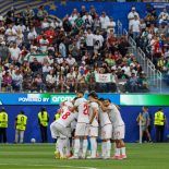 LOS ANGELES, CALIFORNIA - JUNE 15: IR Iran players huddle before the FIFA World Cup 2026 Group G match between IR Iran and New Zealand at Los Angeles Stadium on June 15, 2026 in Los Angeles, California. (Photo by Liza Rosales/ISI Photos/ISI Photos via Getty Images)