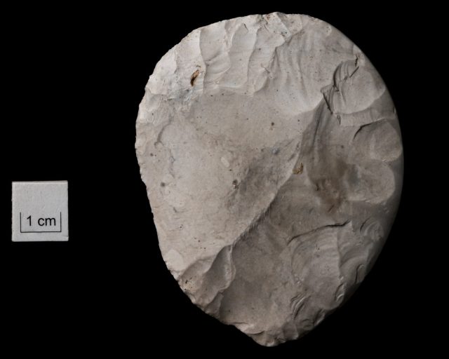 EMBARGOED TO 0001 THURSDAY JUNE 18 Undated handout illustration issued by Wessex Archaeology of a disc shaped flint knife found at Bulford by Phil Harding of Wessex Archaeology. Archaeologists have discovered a 5,000-year-old structure that may have served as an early "prototype" for the alignment for the solstice at Stonehenge. A Wessex Archaeology team led by TV's "Time Team" archaeologist Phil Harding have announced the discovery three miles from the world-famous stone circle, a few days before the summer solstice when thousands will flock to Stonehenge for the sunrise. Issue date: Thursday June 18, 2026. PA Photo. Photo credit should read: Wessex Archaeology/PA Wire NOTE TO EDITORS: This handout photo may only be used for editorial reporting purposes for the contemporaneous illustration of events, things or the people in the image or facts mentioned in the caption. Reuse of the picture may require further permission from the copyright holder.