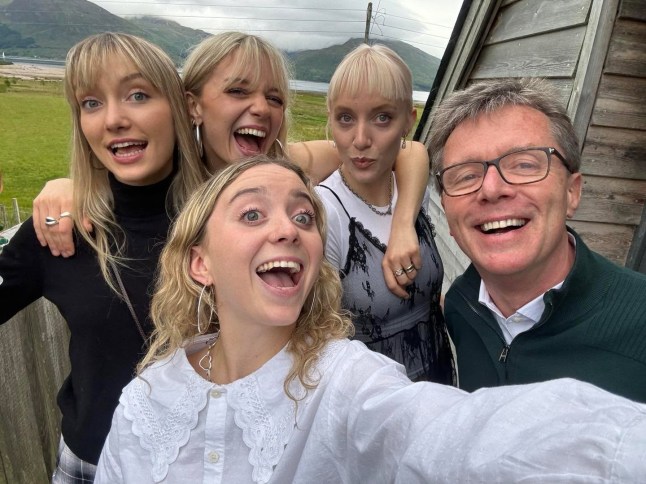 Nicky Campbell Instagram 12 July 2024 nickyaacampbell [L-R] Isla, Lilla, Kirsty (bottom), Breagha, Nicky Highland happiness. #daughters #drams. A beautiful night. https://www.instagram.com/p/C9VOqisskbL/
