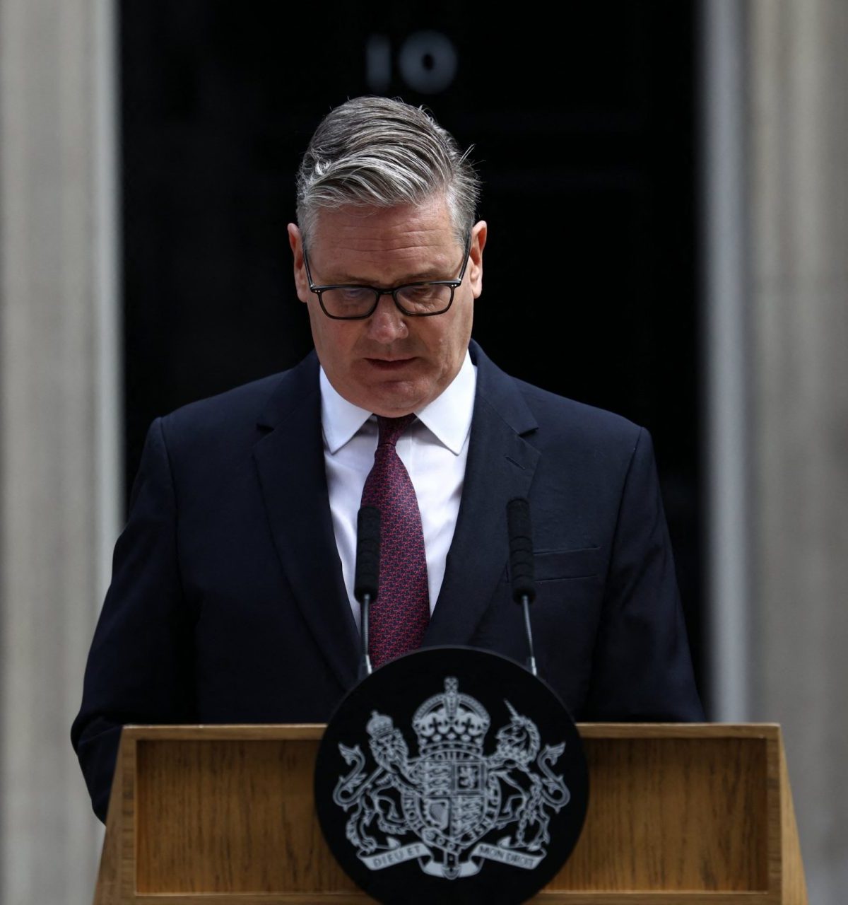 Britain's Prime Minister Keir Starmer reacts as he makes a statement on his future outside 10 Downing Street on the morning of June 22, 2026, in London. British Prime Minister Keir Starmer announced his resignation on Monday after fewer than two years in office in a term characterised by policy U-turns and deep public unpopularity. (Photo by Henry NICHOLLS / AFP via Getty Images)
