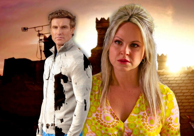 A looming Theo as Sarah looks unimpressed in Coronation Street