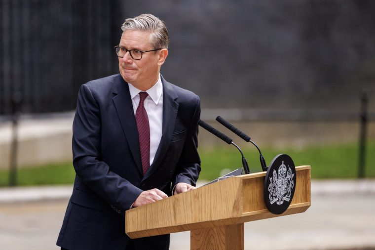 LONDON, ENGLAND - JUNE 22: Prime Minister Keir Starmer announces his resignation as UK Prime Minister and Leader of the Labour Party, outside No.10 Downing Street on June 22, 2026 in London, England. The prime minister is facing calls to announce a timeline for his departure from office ahead of an expected leadership challenge by Andy Burnham, who is re-entering parliament after his victory in the Makerfield by-election. (Photo by Dan Kitwood/Getty Images)