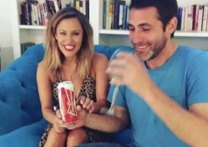 Paul Flack and Caroline Flack laughing