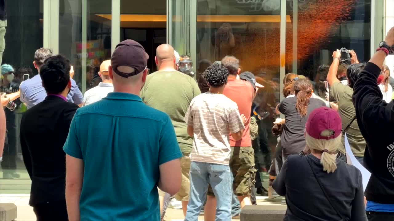 Protesters sprayed with chemical outside St. Paul courthouse during antifa case hearing