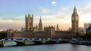 The Palace of Westminster in London, the meeting place of the Parliament of the United Kingdom