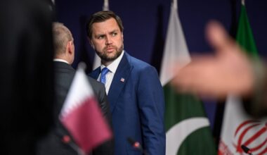 US Vice President JD Vance prior to a quadrilateral meeting between the United States, Iran, Pakistan and Qatar at the Burgenstock luxury hotel complex overlooking Lake Lucerne, Switzerland, Sunday June 21, 2026. (Fabrice Coffrini/Keystone via AP)