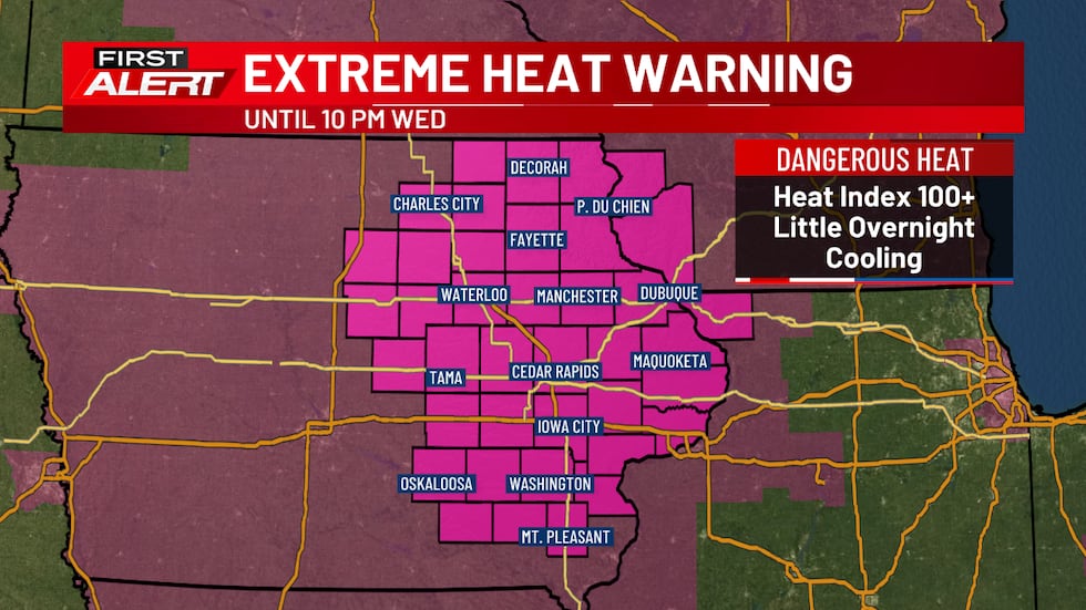 An Extreme Heat Warning continues through Wednesday evening.