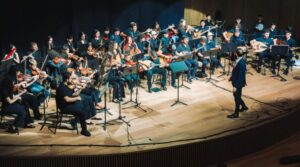 Tom Cohen conducts the youth project of The Jerusalem Orchestra East & West.