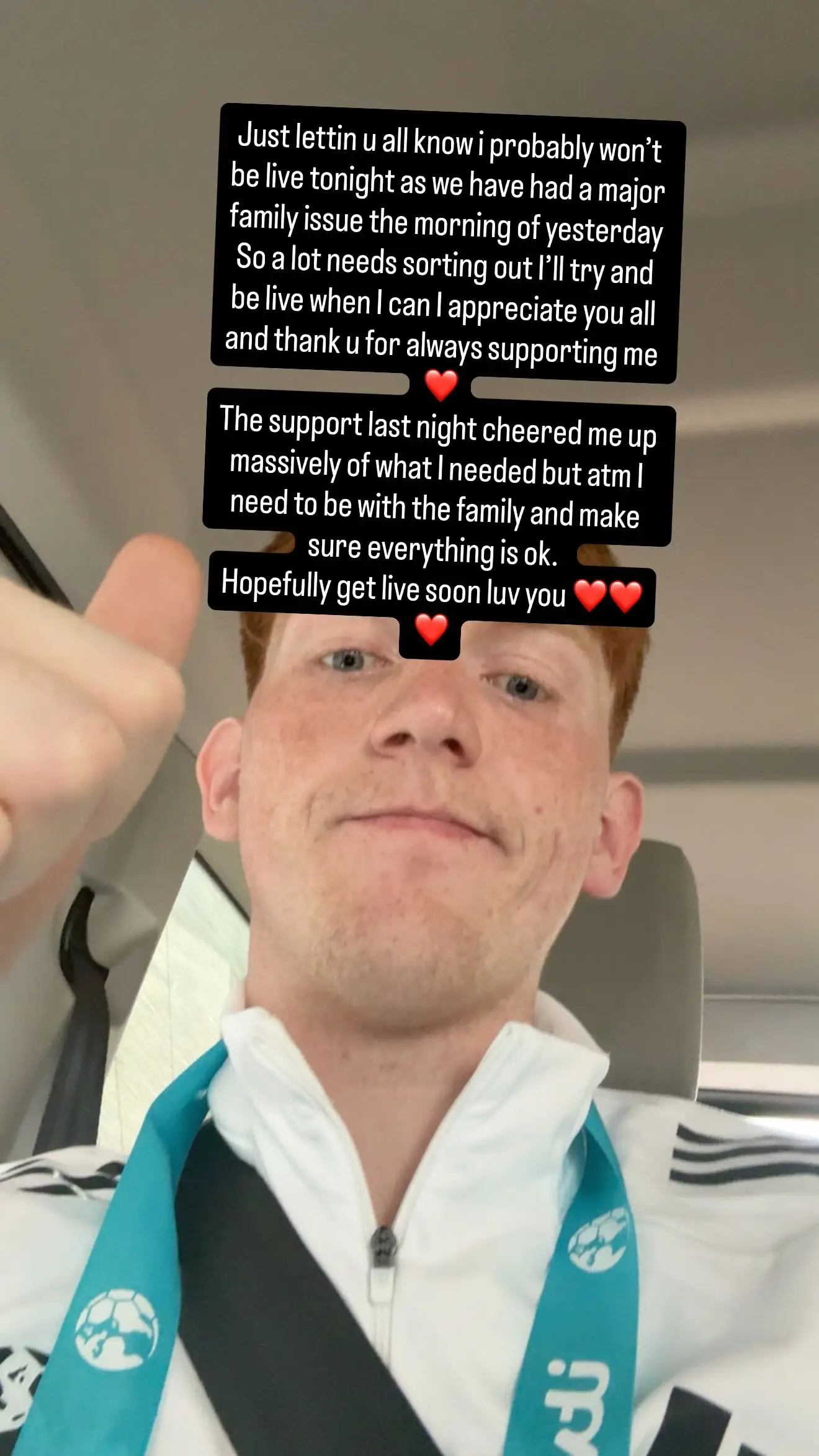 The initial update, which Ginge shared with fans on Instagram (Instagram/Angry Ginge)