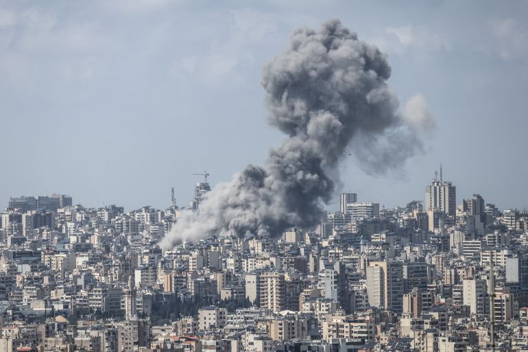 Smoke rises following Israeli airstrikes over Beirut and its southern suburbs