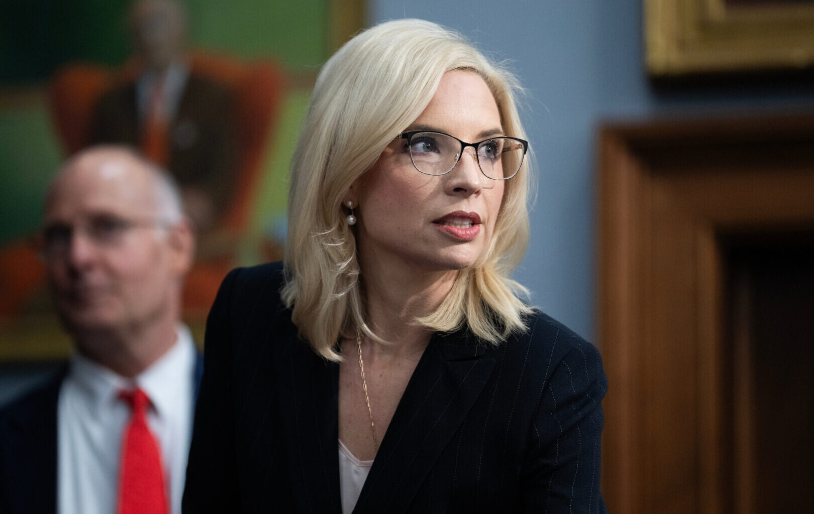 Rep. Ashley Hinson, R-Iowa, attends the House Appropriations Agriculture, Rural Development, FDA, and Related Agencies Subcommittee hearing on the budget for the Department of Agriculture in Rayburn building on Thursday, April 16, 2026.