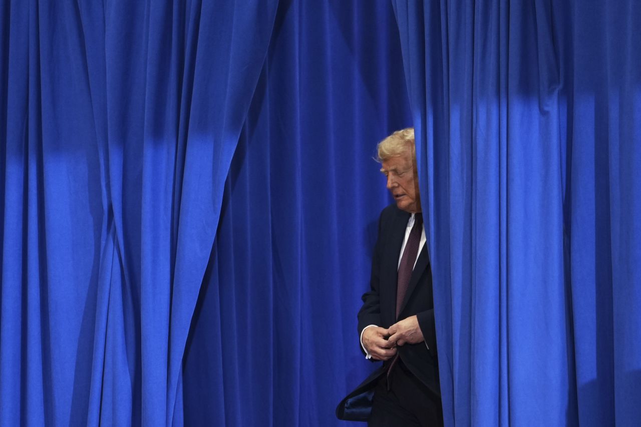 President Donald Trump walks on stage on Tuesday in Macungie, Pennsylvania.