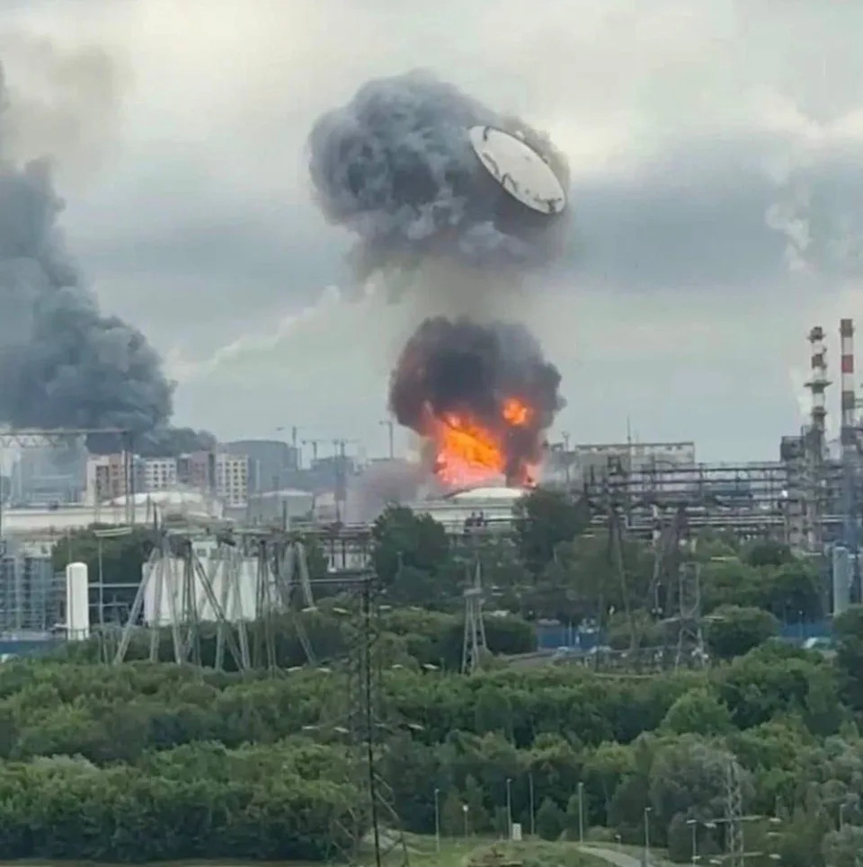 Flames over Moscow following a strike