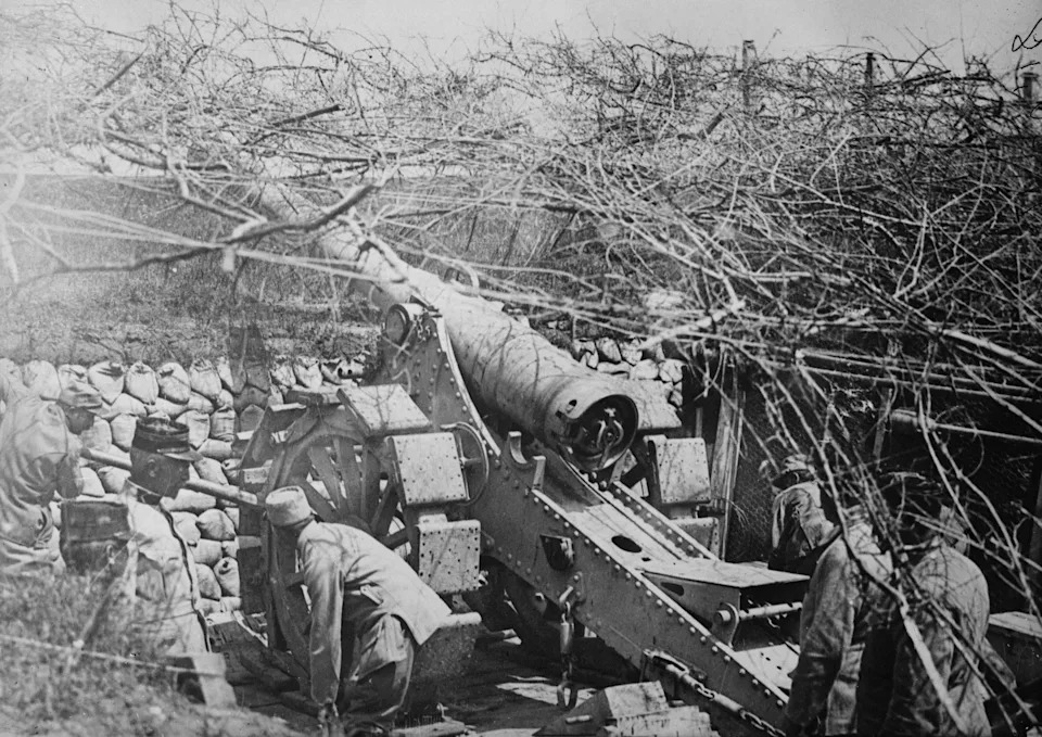 A cannon deployed in Macedonia during the First World War
