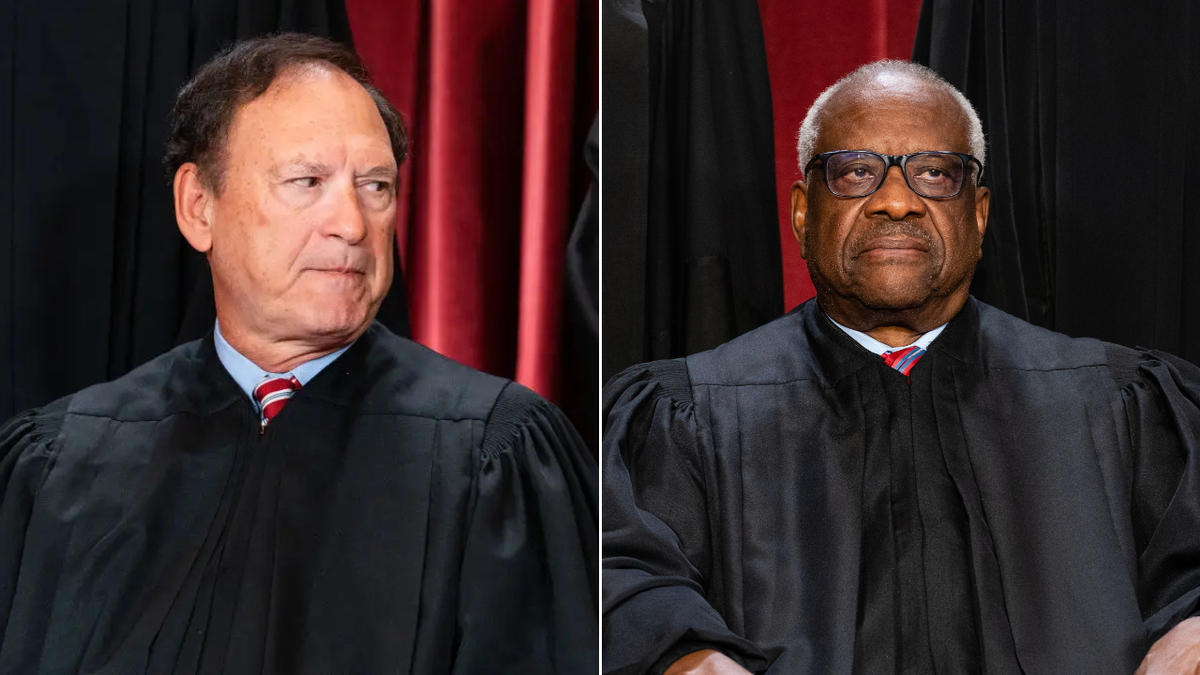 Clarence Thomas and Samuel Alito standing side by side.
