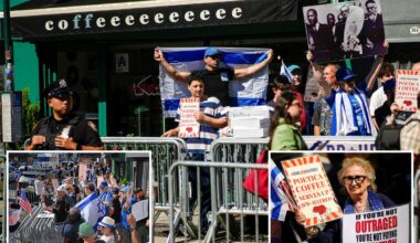 Protesters clash outside anti-Israel Brooklyn coffee shop as NYPD separates opposing sides