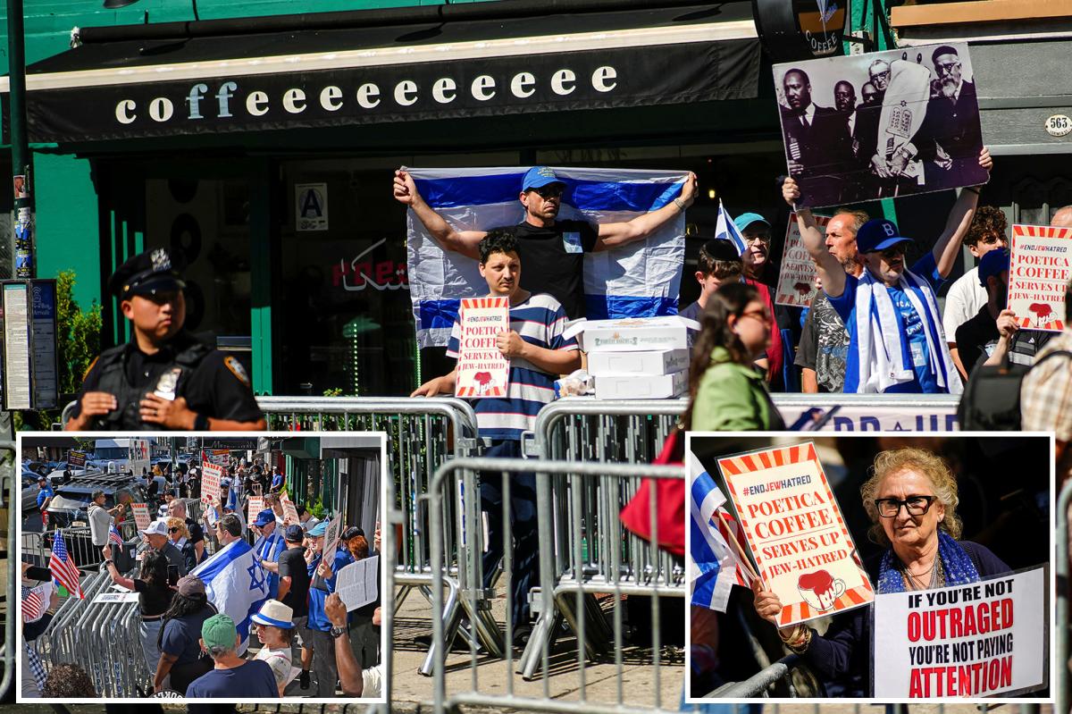 Protesters clash outside anti-Israel Brooklyn coffee shop as NYPD separates opposing sides