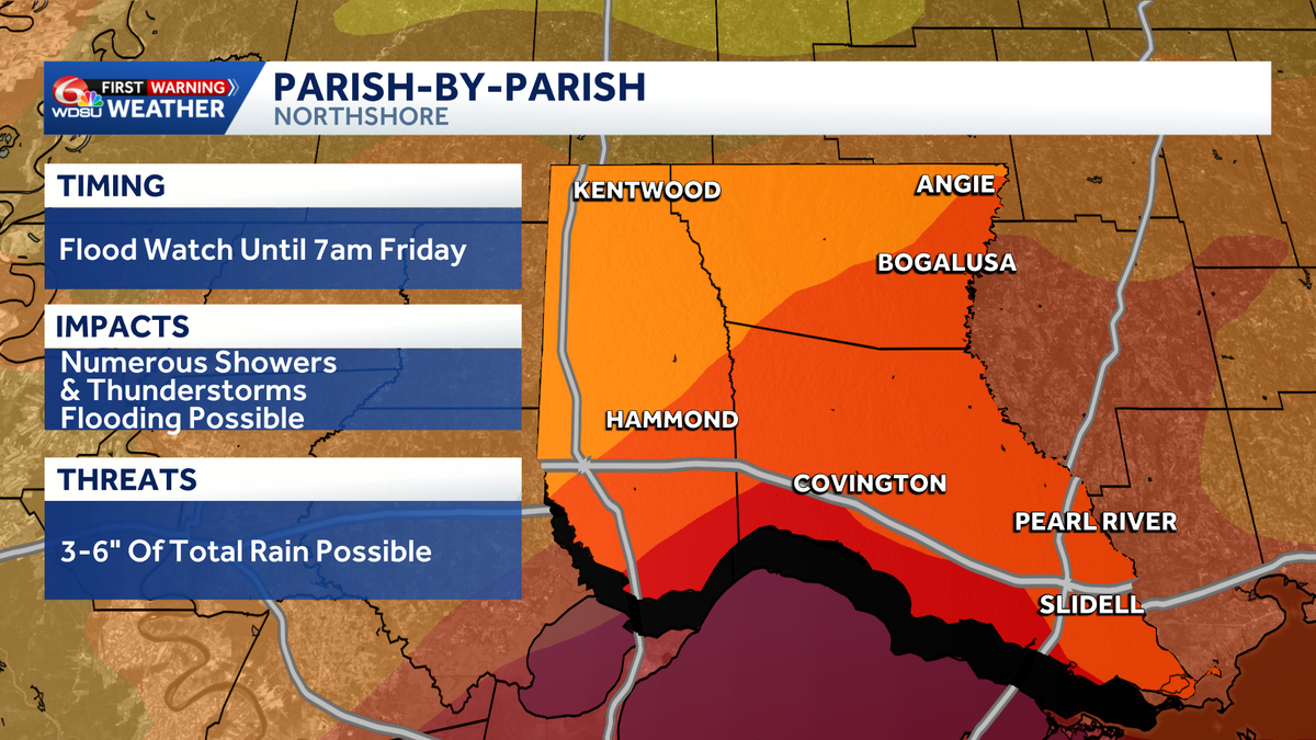 Parish-by-Parish: Flooding likely across Louisiana through Friday