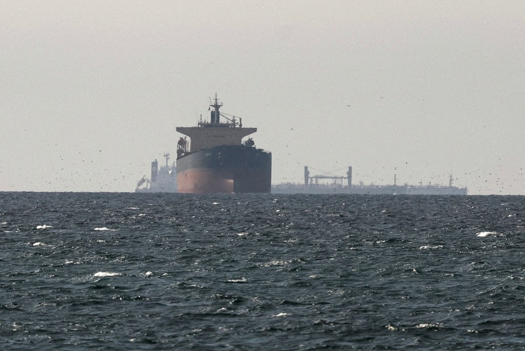 Cargo ships in the Gulf, near the Strait of Hormuz.